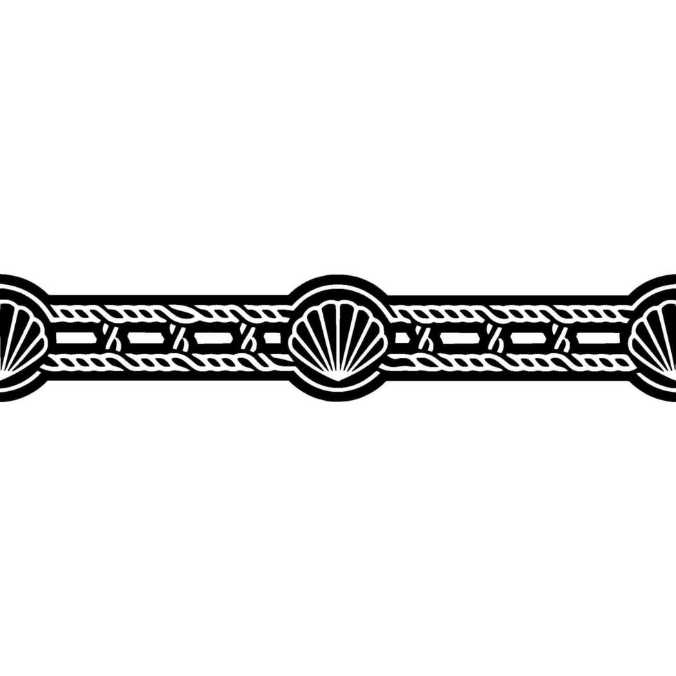 Art Deco Marine Border Elegant Seashell Wave vector