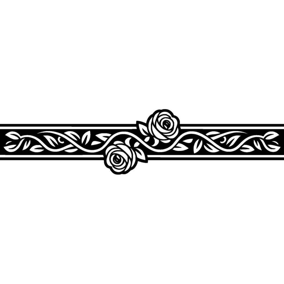 Elegant Rose Border, Vintage Element, Line vector