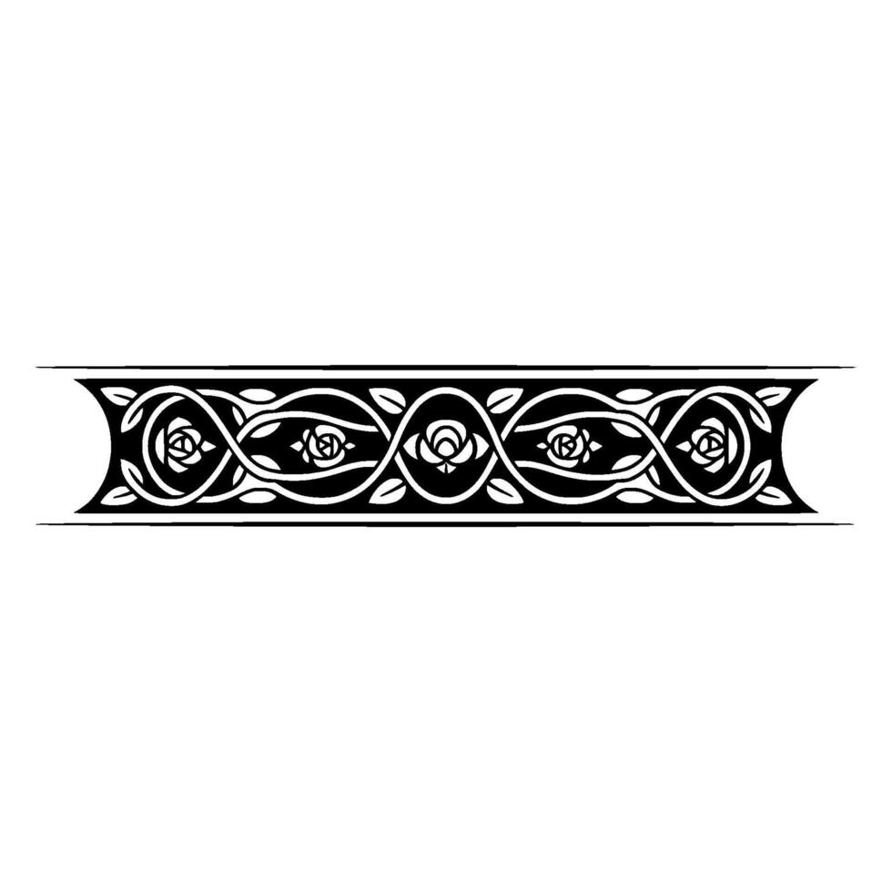 Intricate Celtic Rose Border, Vintage Element, Elegant vector