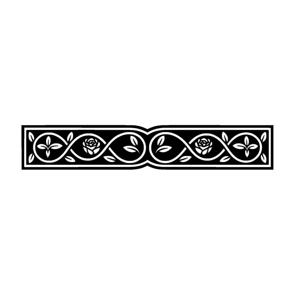 Elegant Floral Border, Vintage, Decorative Element, - Rose, Medieval vector