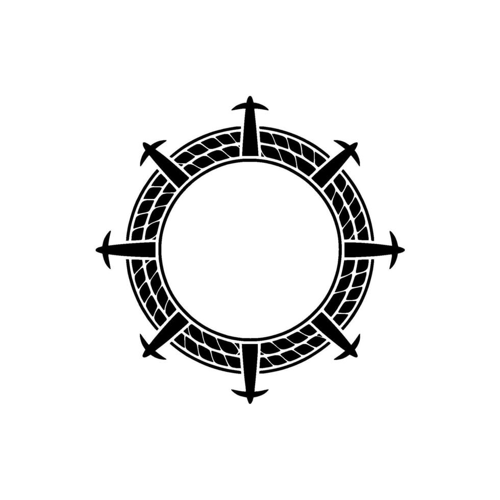 Circular Compass Ancient Navigation, Mystical Journey vector