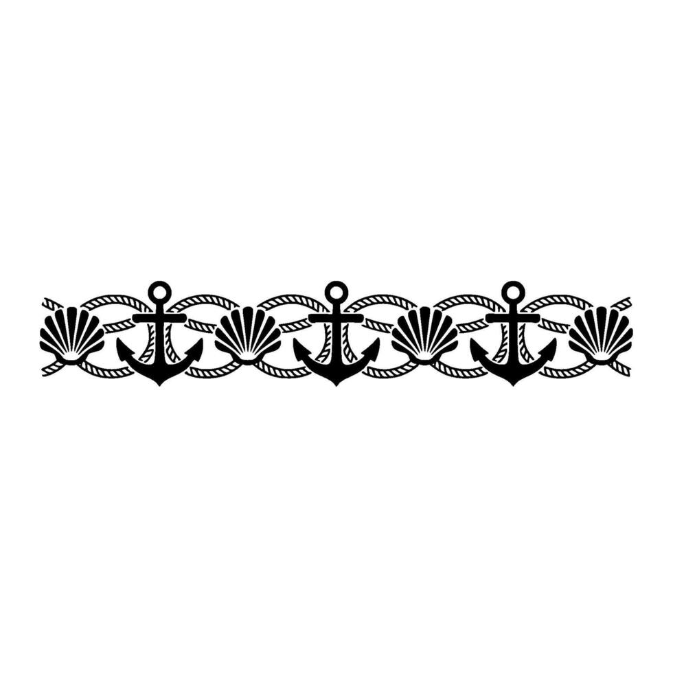 Nautical Border Anchors Seashells - Vintage Maritime vector