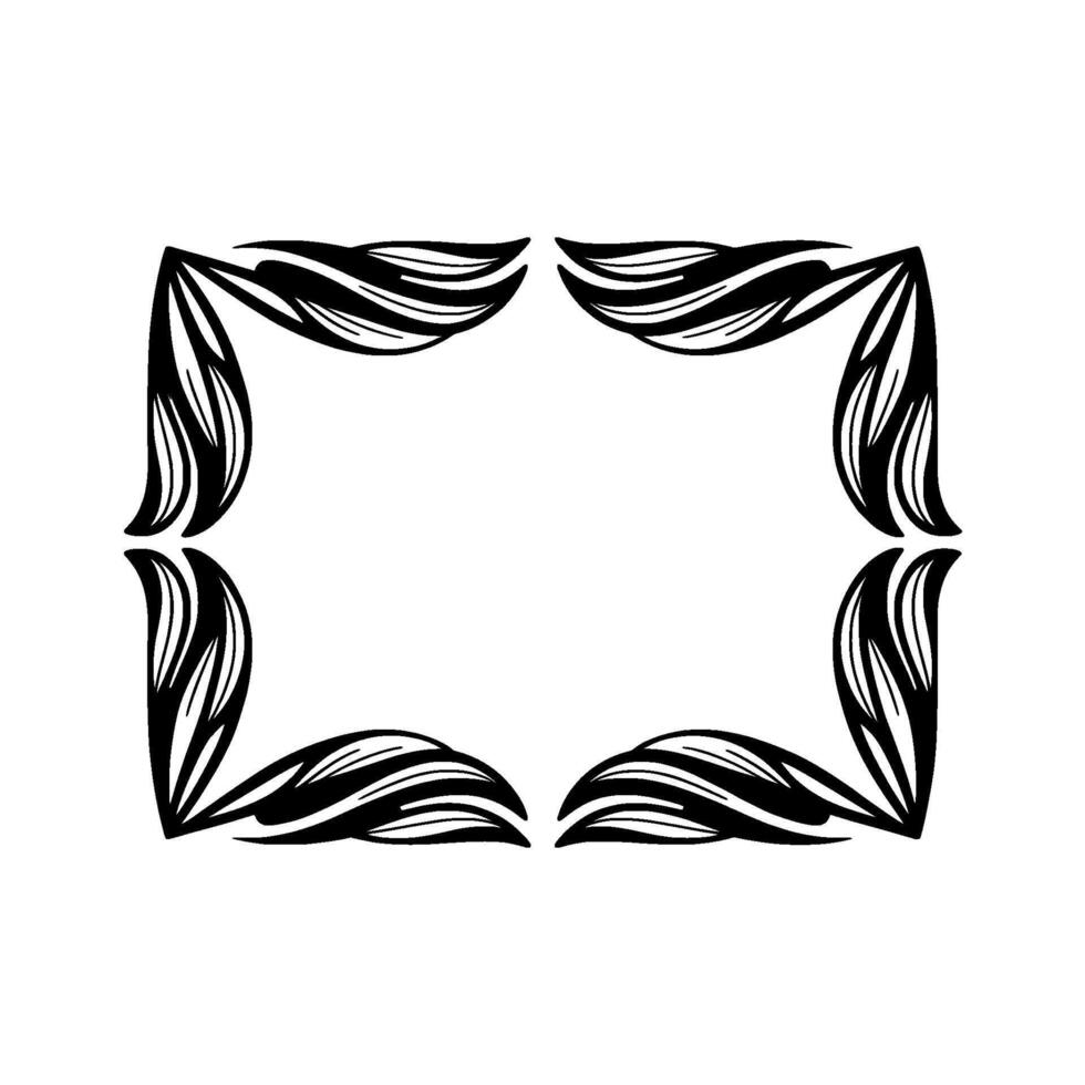 Stylized Black Wave Frame, Minimalist vector
