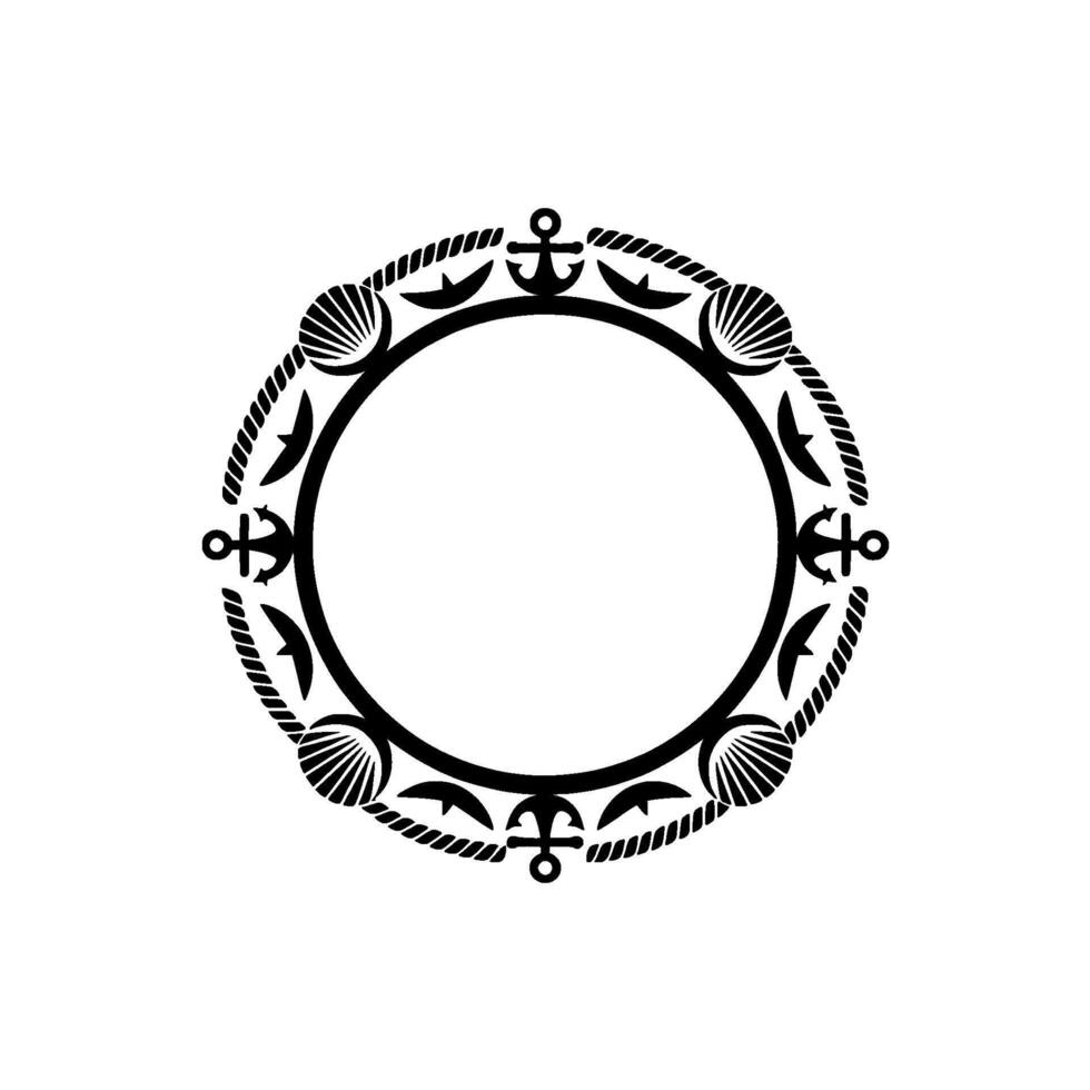 Nautical Circle Frame, Vintage Maritime, Coastal vector