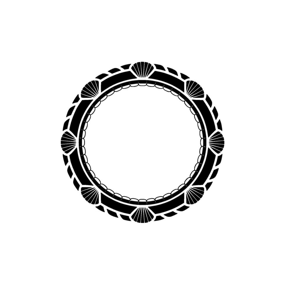 Geometric Shell Frame, Minimalist, Circular Motif - Pattern vector