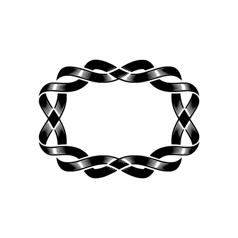 Intricate Ribbon Frame, Vintage Style, Minimalist, Ornamental vector