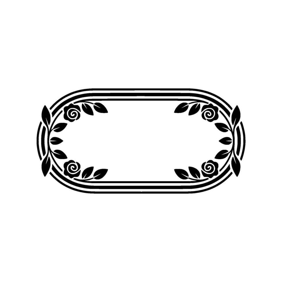 Elegant Oval Frame, Art Deco Botanical Border vector