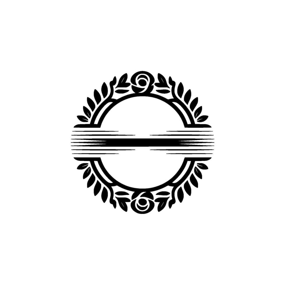 Elegant Circular Emblem, Botanical Border, Minimalist vector