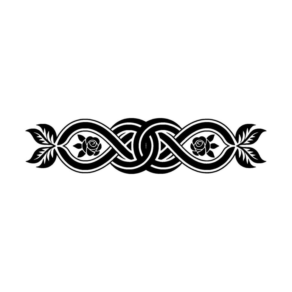 Intricate Celtic Rose Border, Vintage Element, Intertwining vector