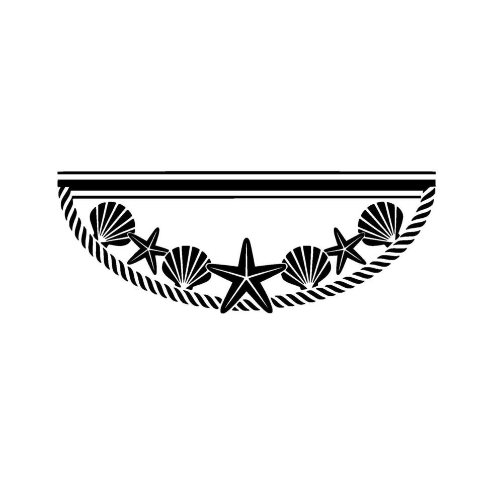 Nautical Shell Border, Minimalist Coastal vector