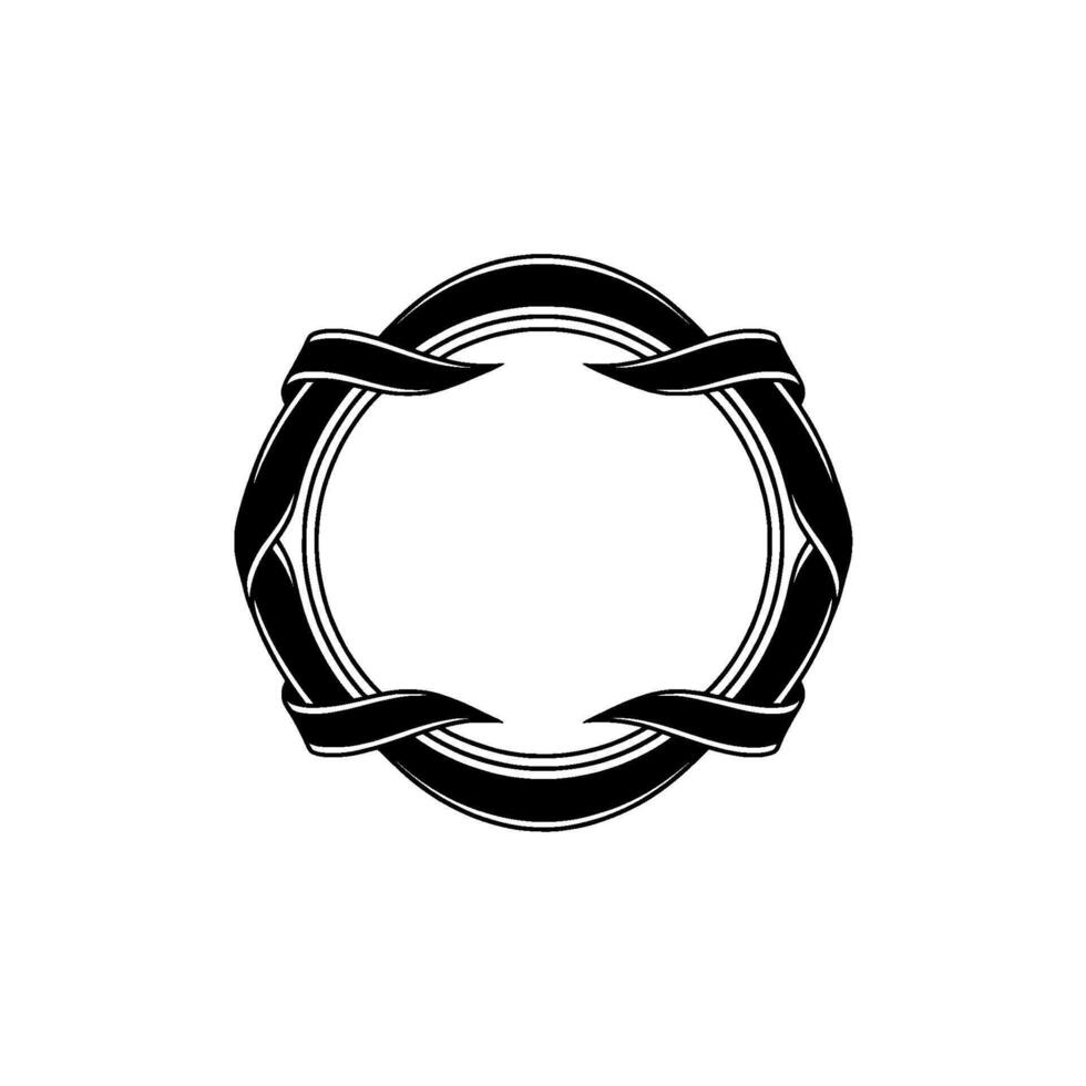 Elegant Black Ribbon Frame, Minimalist, Circle vector