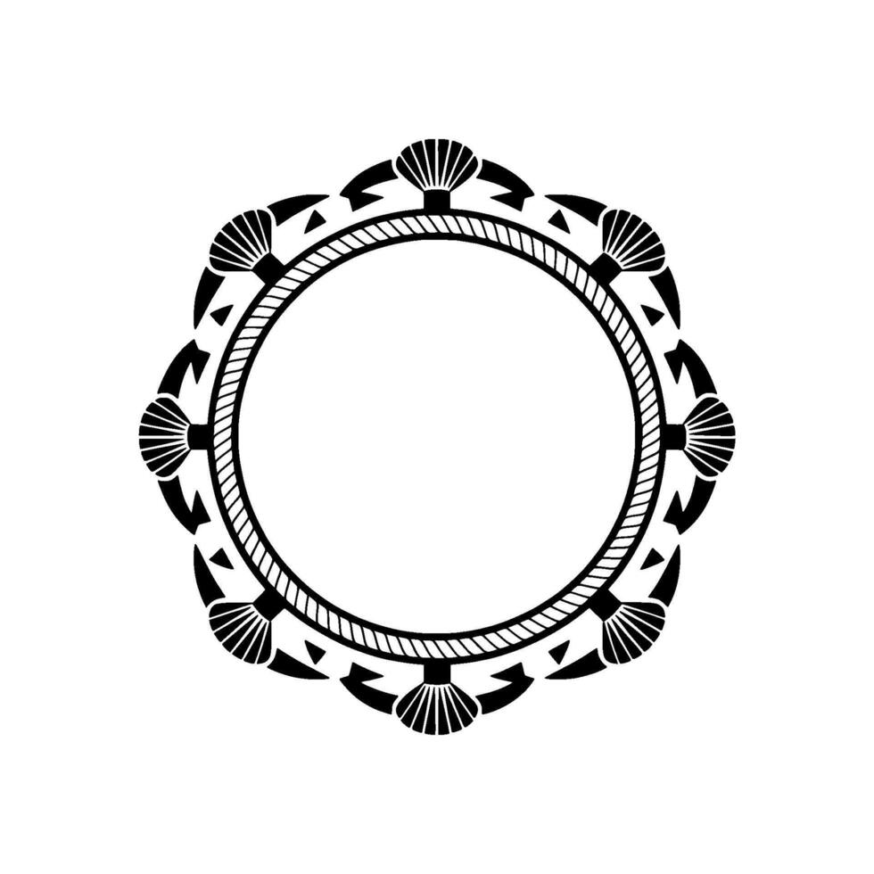 Nautical Circle Frame, Art Deco Style - Shells vector