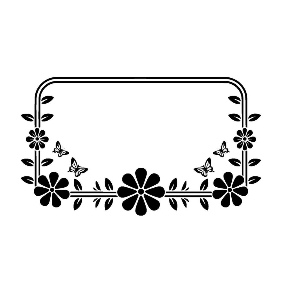 Floral Frame with Butterflies Elegant Border vector