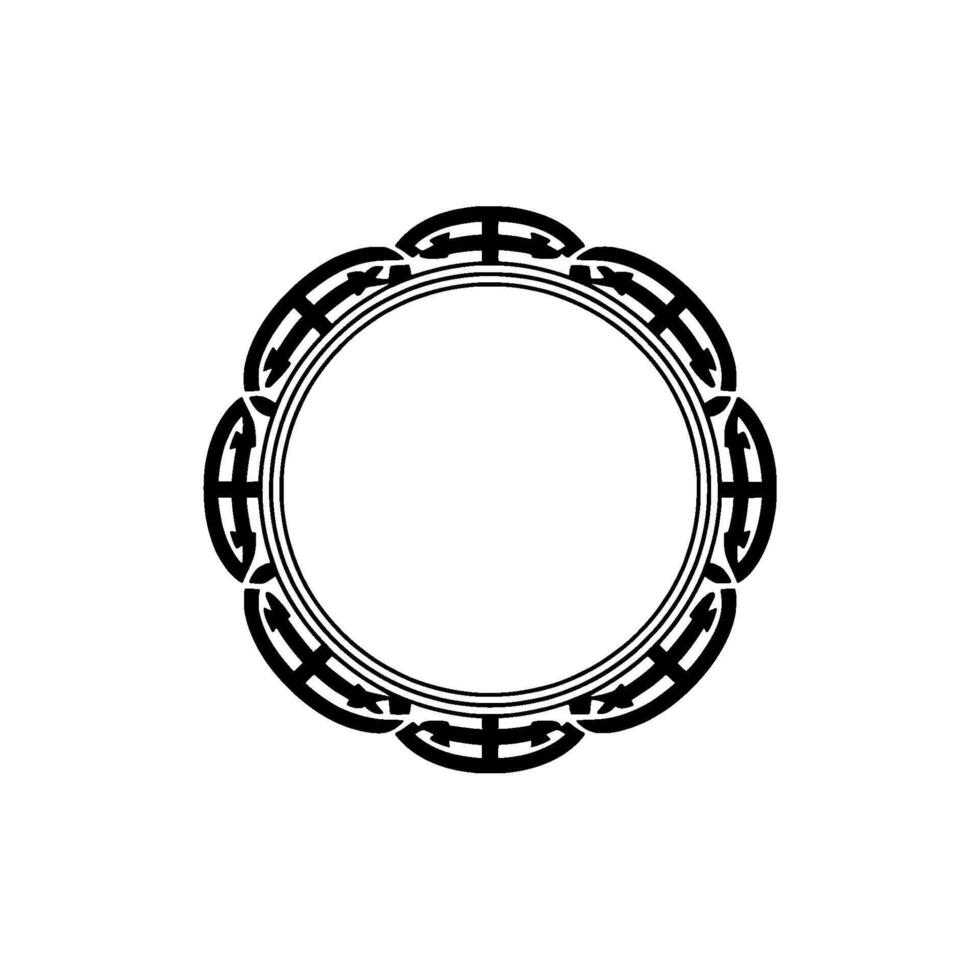 Intricate Tribal Circle Frame, Minimalist - Outline vector
