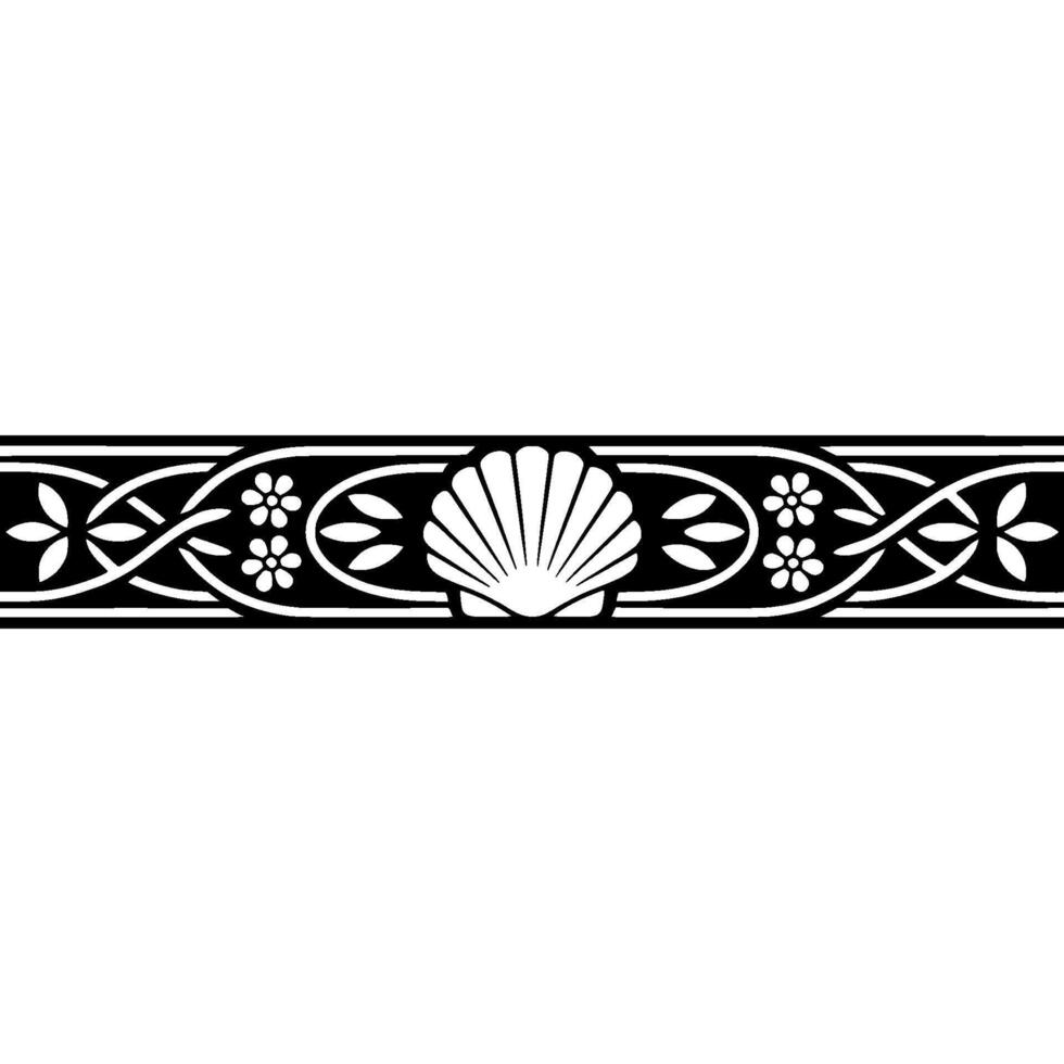Elegant Seashell Border, Art Nouveau vector