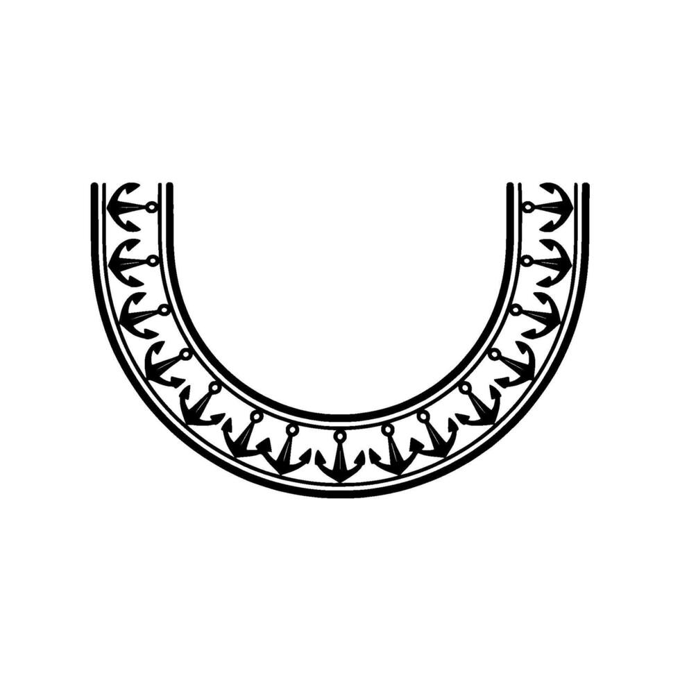 Nautical Ornament Anchor Motif, Circular, Minimalist Emblem vector