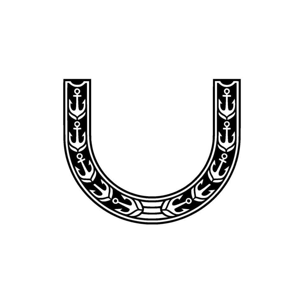 Nautical Anchor U - Vintage Maritime Symbol vector