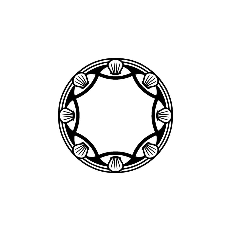 Oceanic Circle Stylized Seashell Motif, Minimalist - Shells vector