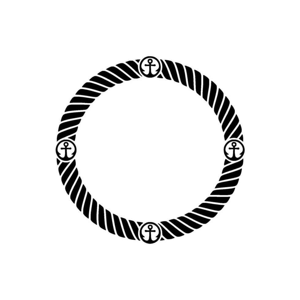 Nautical Rope Border, Anchor Motif, Circular vector