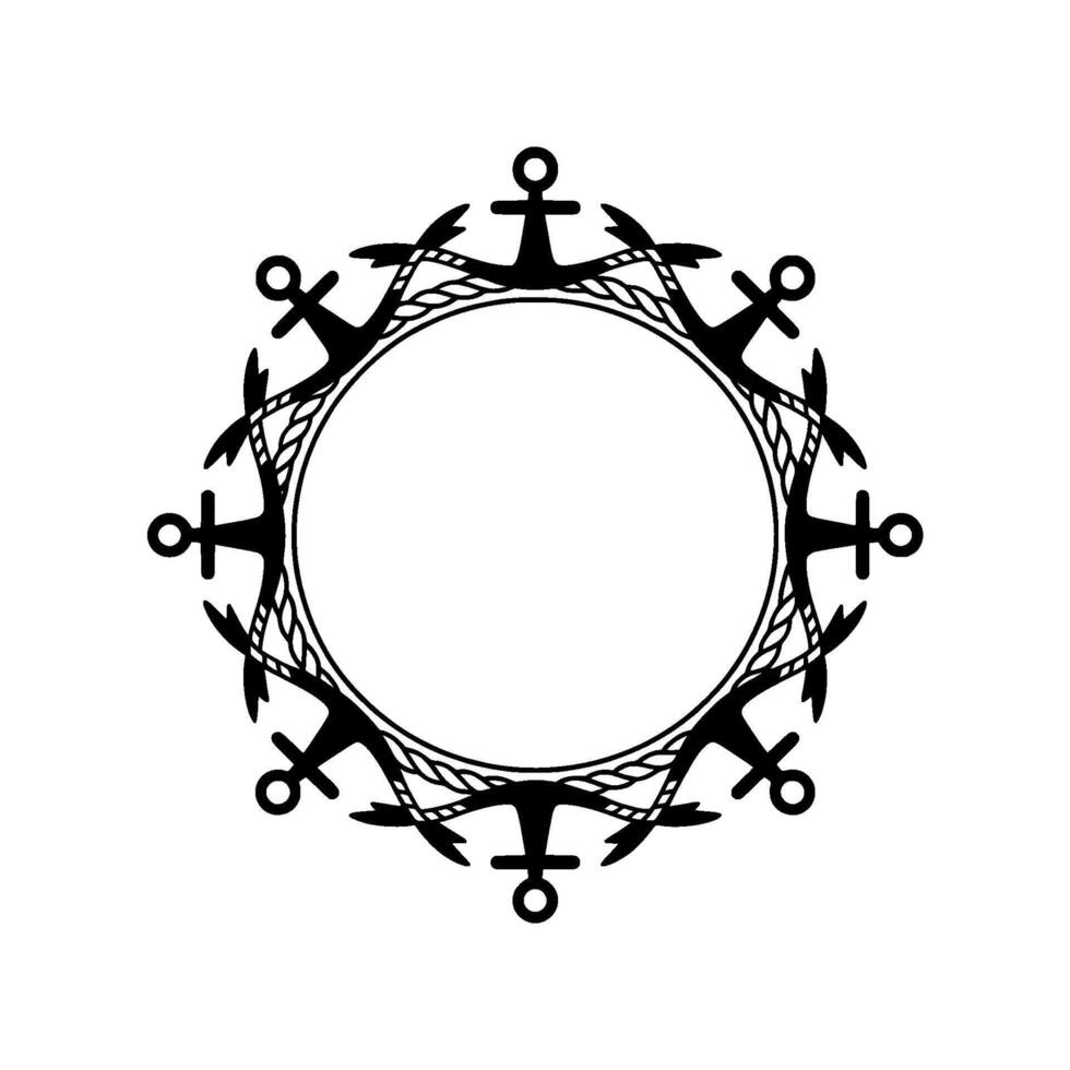 Nautical Anchor Frame, Vintage Maritime - Linear vector