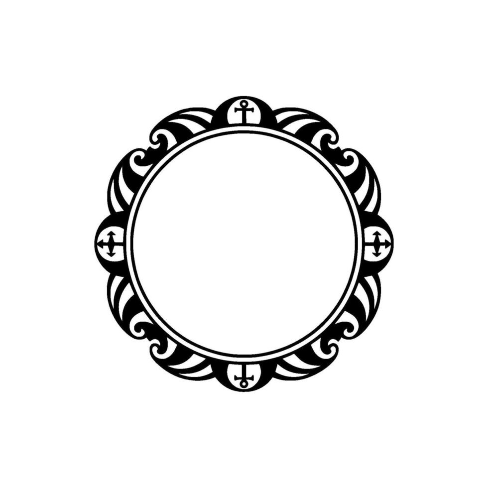 Ornate Circular Frame, Ancient Symbolism, Mystical Border vector
