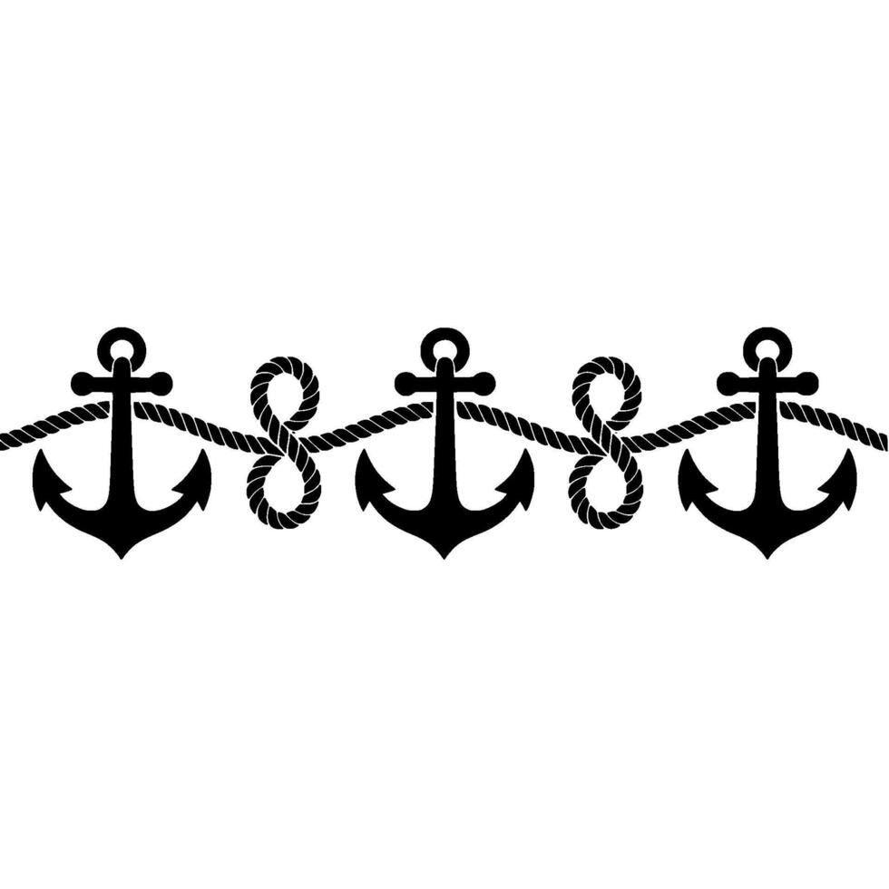Nautical Anchor Border, Rope Detail, Maritime Motif vector