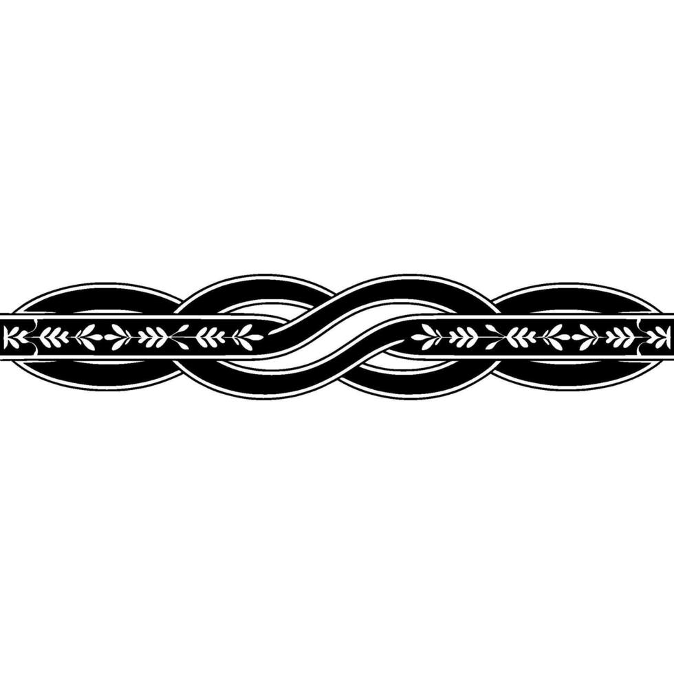 Elegant Black Celtic Border, Decorative Swirls Foliage vector