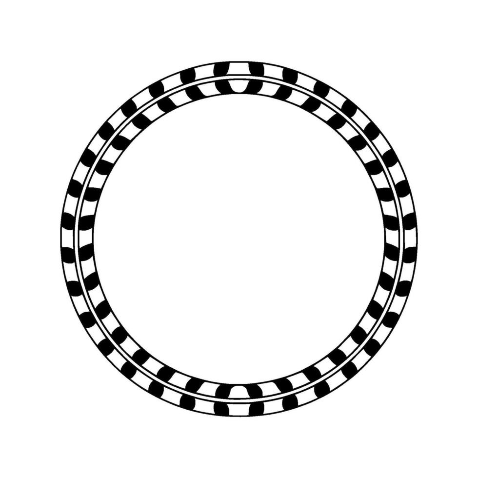 Layered Checkerboard Circle Frame, Minimalist vector