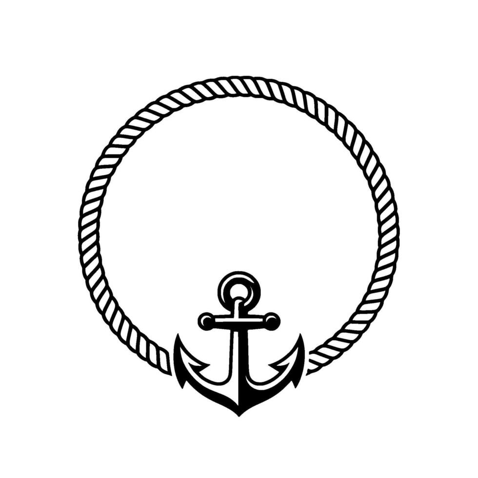 Nautical Anchor Rope Frame, Vintage Style vector