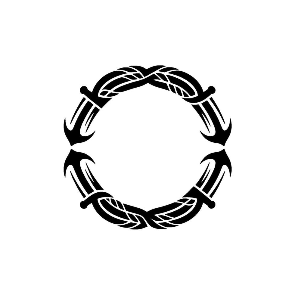 Tribal Sword Frame, Ancient Symbolism, Circular vector