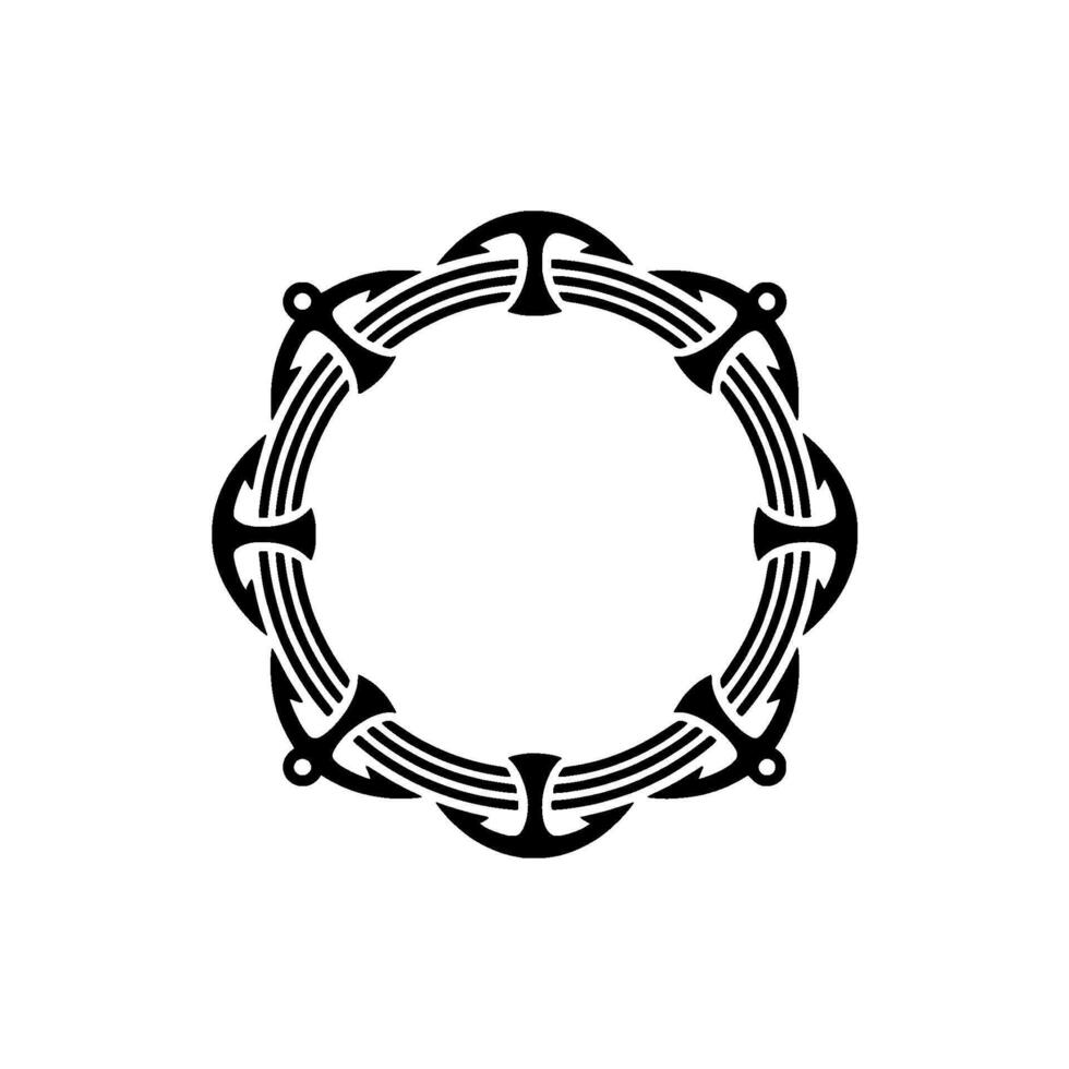 Nautical Tribal Frame Circular Anchor Motif vector