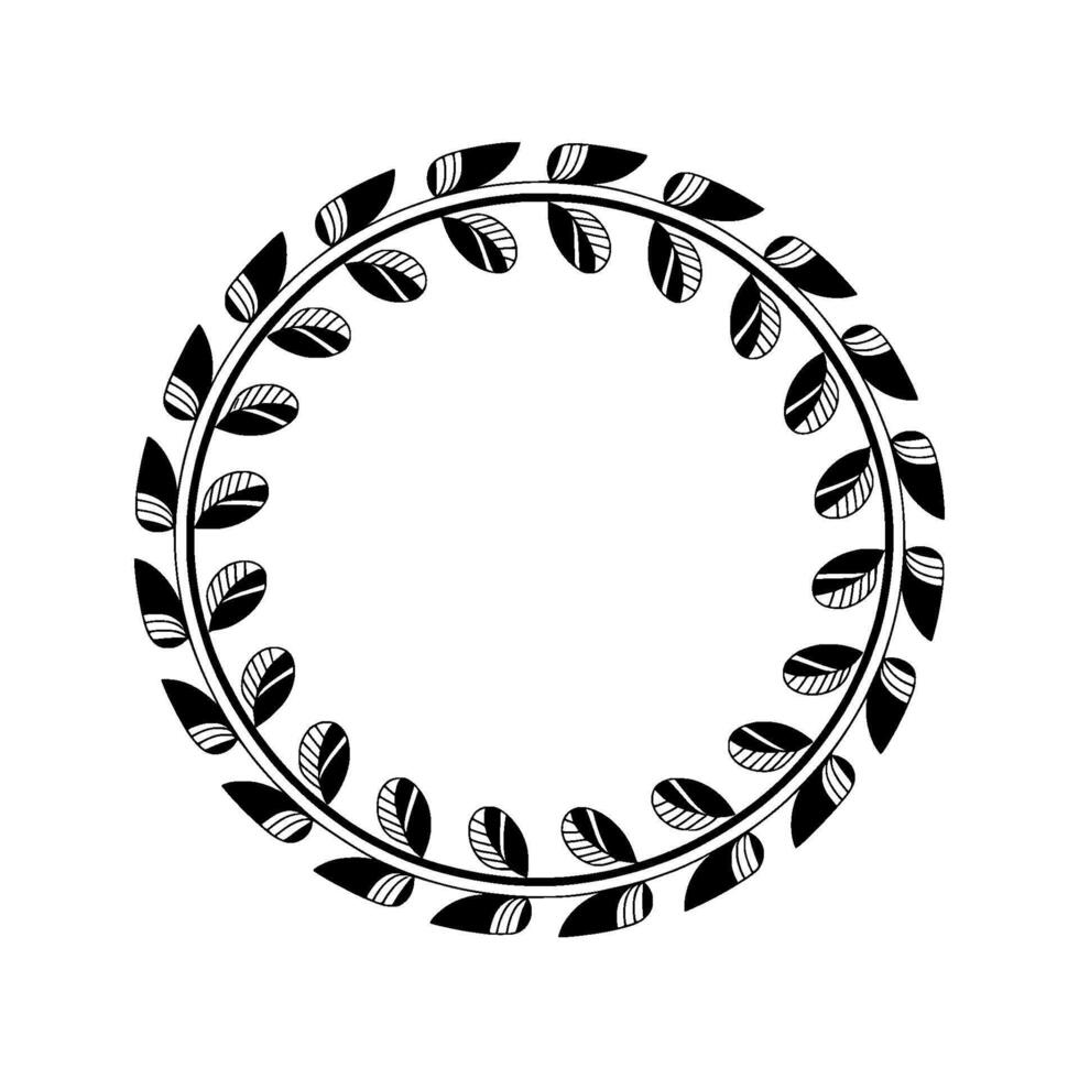 Minimalist Leaf Wreath, Elegant Border, Circular, Botanical vector