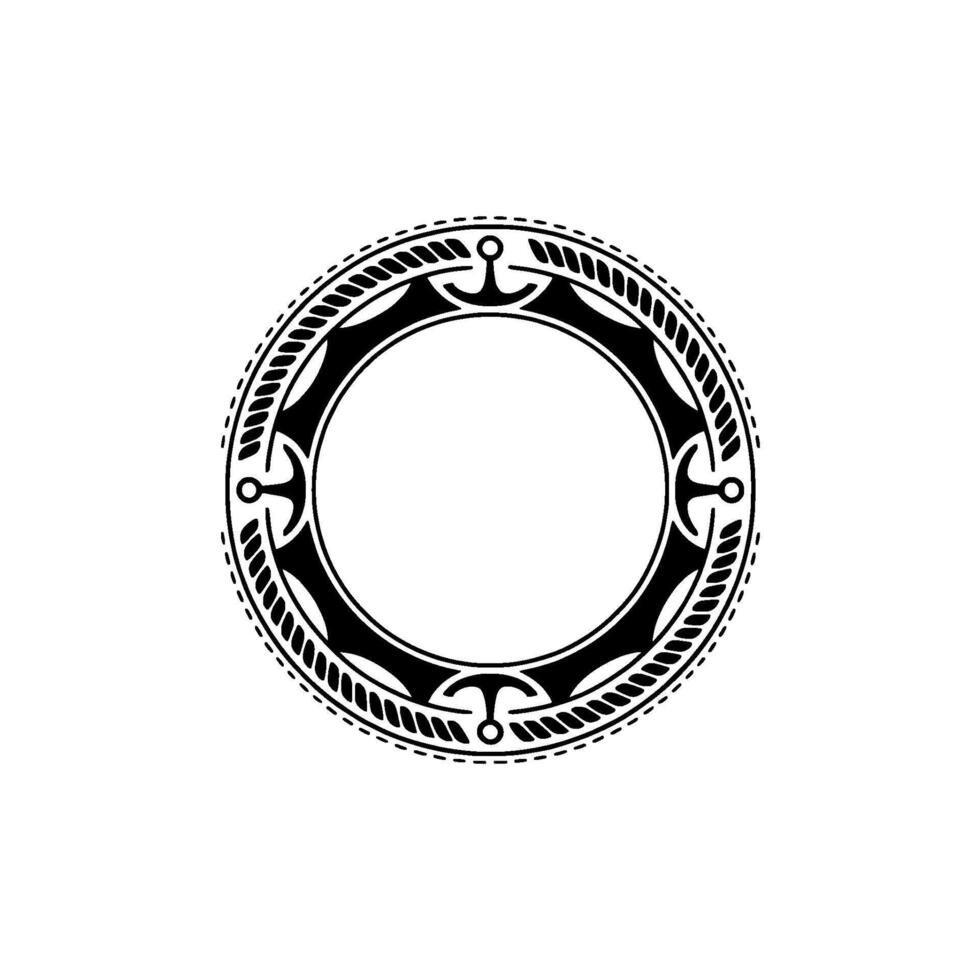 Nautical Emblem Anchor Circular Frame, Vintage Style vector