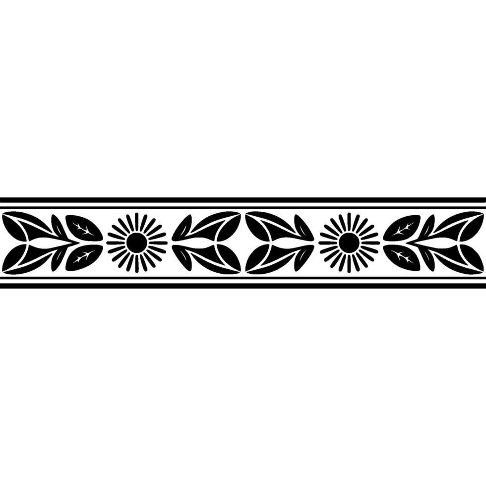 Stylized Black Leaf Border, Geometric vector