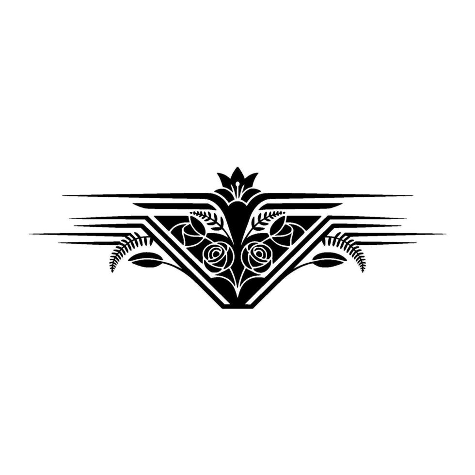 Elegant Black Floral Crest, Vintage Element vector