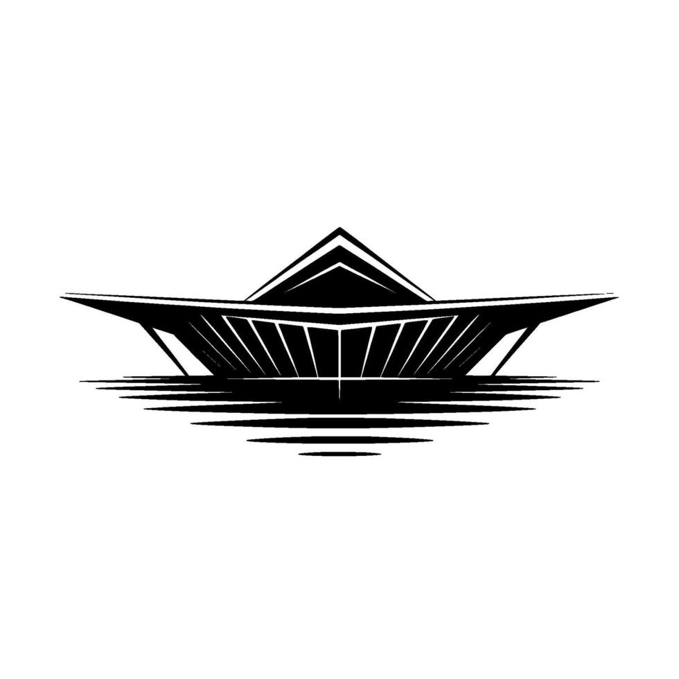 Minimalist Boat Silhouette, Water Reflection Emblem vector