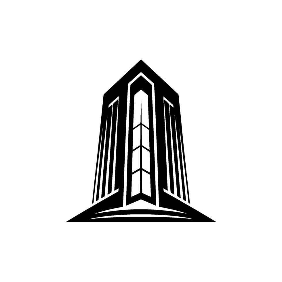 Geometric Cityscape Emblem, Modern Architecture vector
