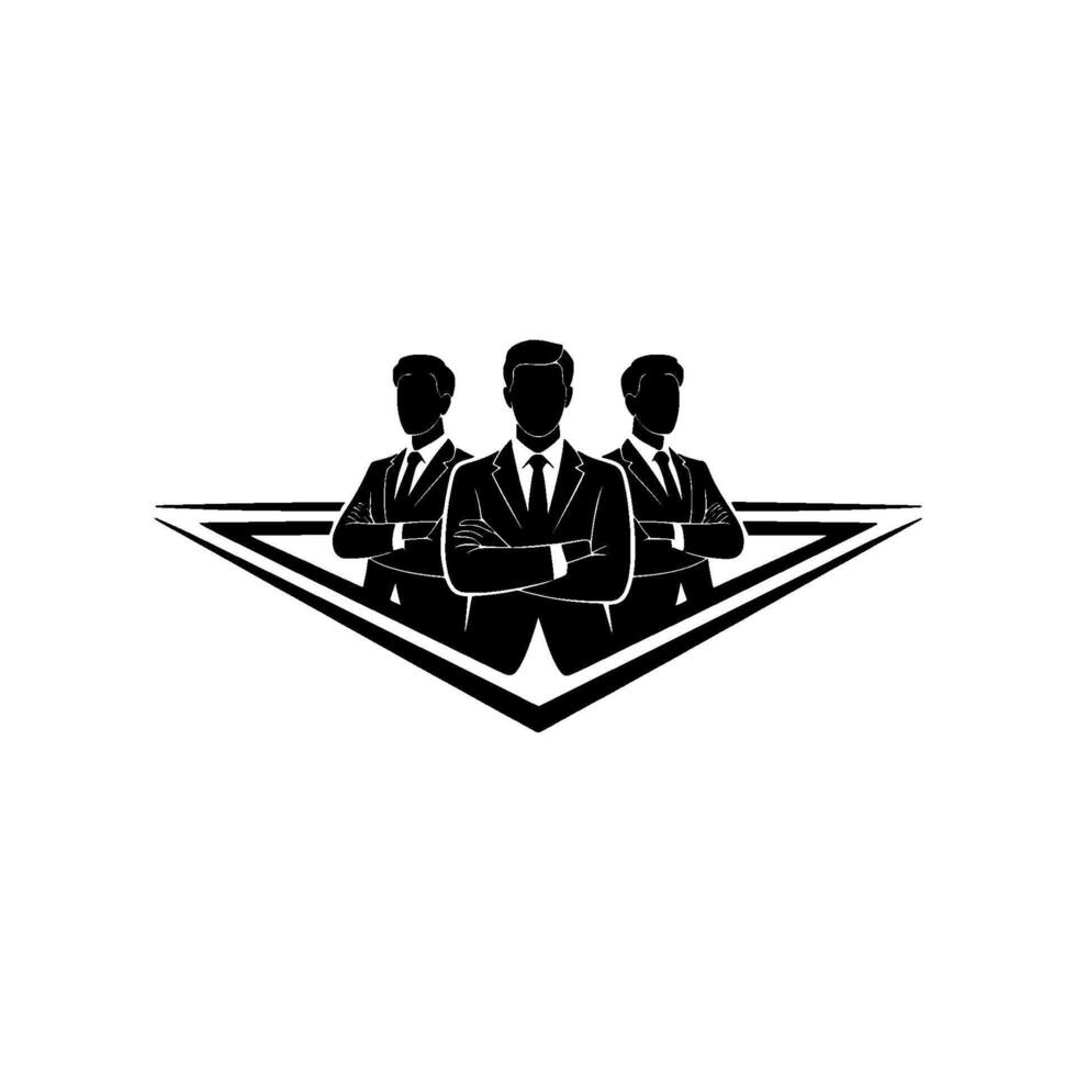 Strategic Trio, Corporate Leadership Silhouette, Teamwork vector