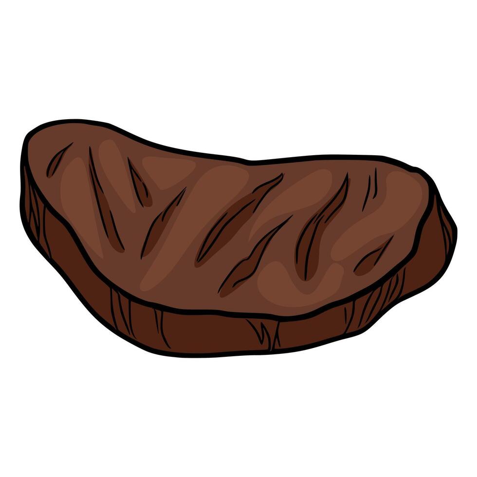 A illustration of a single grilled steak, showcasing detailed char marks and a rich brown color, perfect for menu design or culinarythemed projects. vector