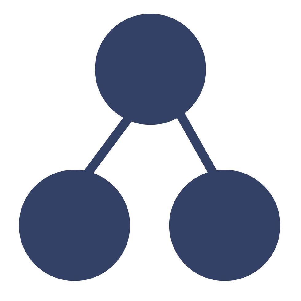 Abstract illustration of a simple hierarchical structure represented by three interconnected circles in a dark blue shade on a white background. vector