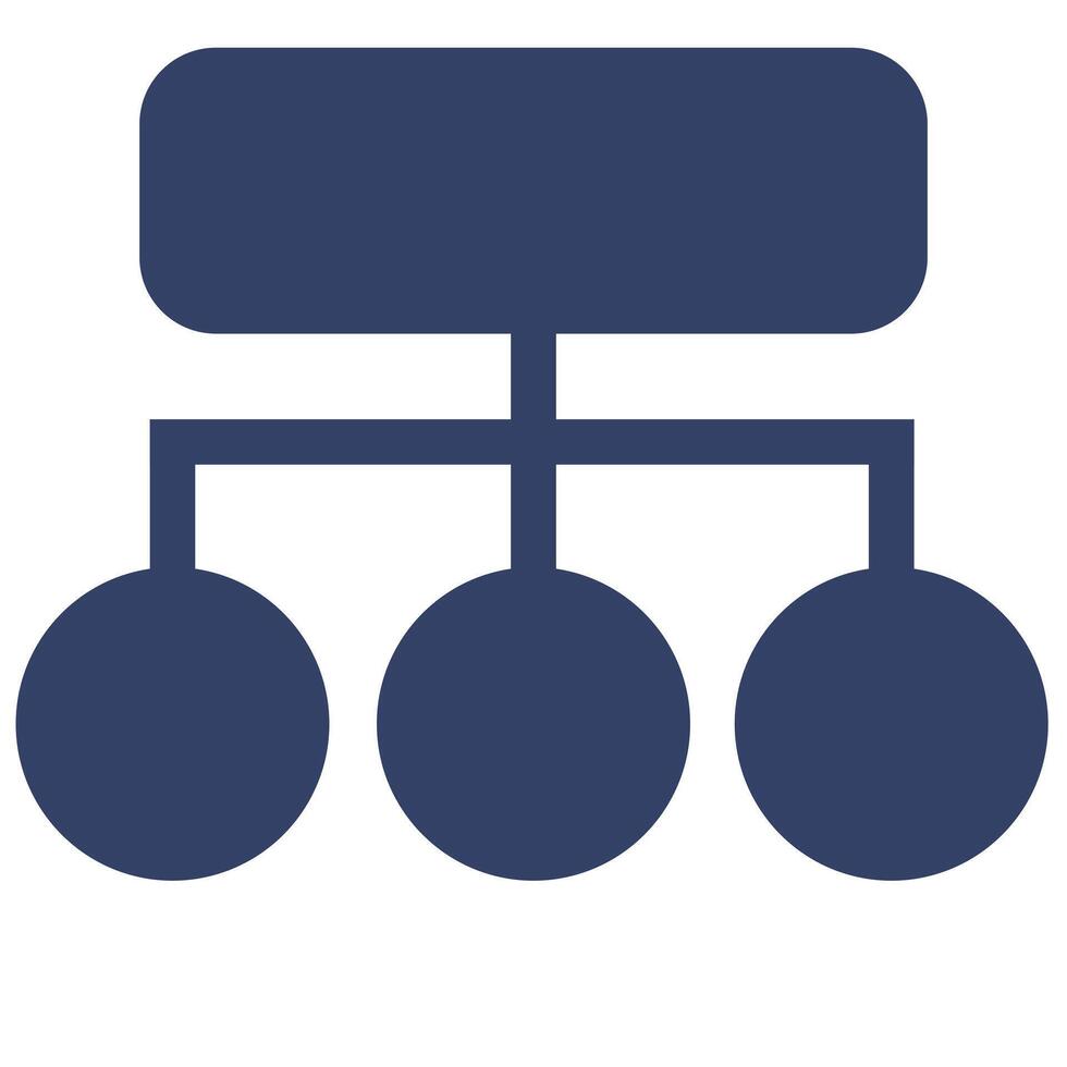 Abstract illustration of a hierarchical structure with rounded shapes, representing a network or organizational chart, in a dark blue color palette. vector