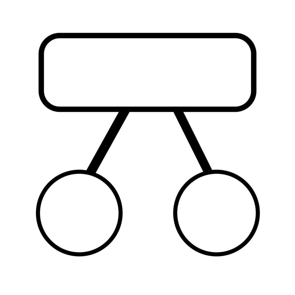 Abstract illustration of a flowchart element with a rectangular top and two circular bottoms, representing a simple decisionmaking process or data structure. vector