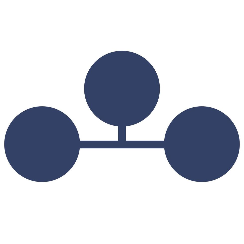 Abstract illustration of a simple connection scheme with three circles, representing a network or hierarchy, in a dark blue color palette. vector