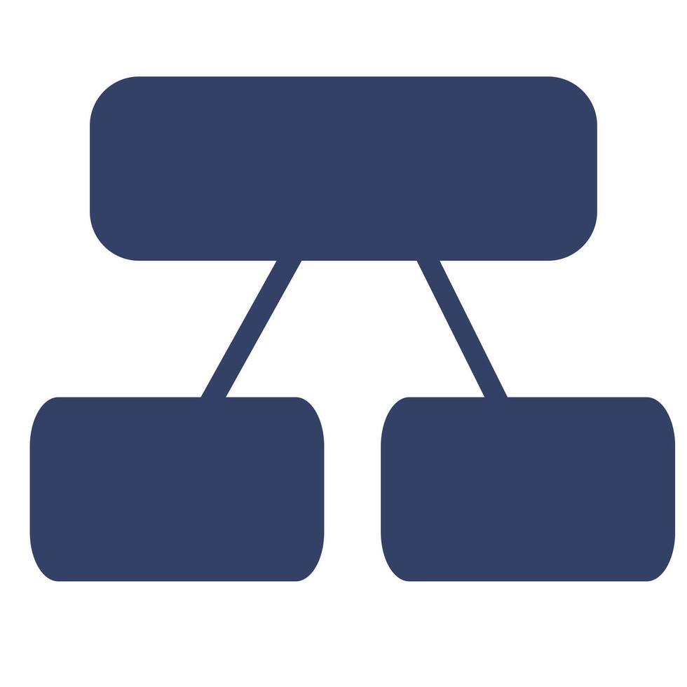 Abstract illustration of a hierarchical structure with rounded rectangular shapes, showcasing a simple yet elegant design in a dark navy blue color palette. vector