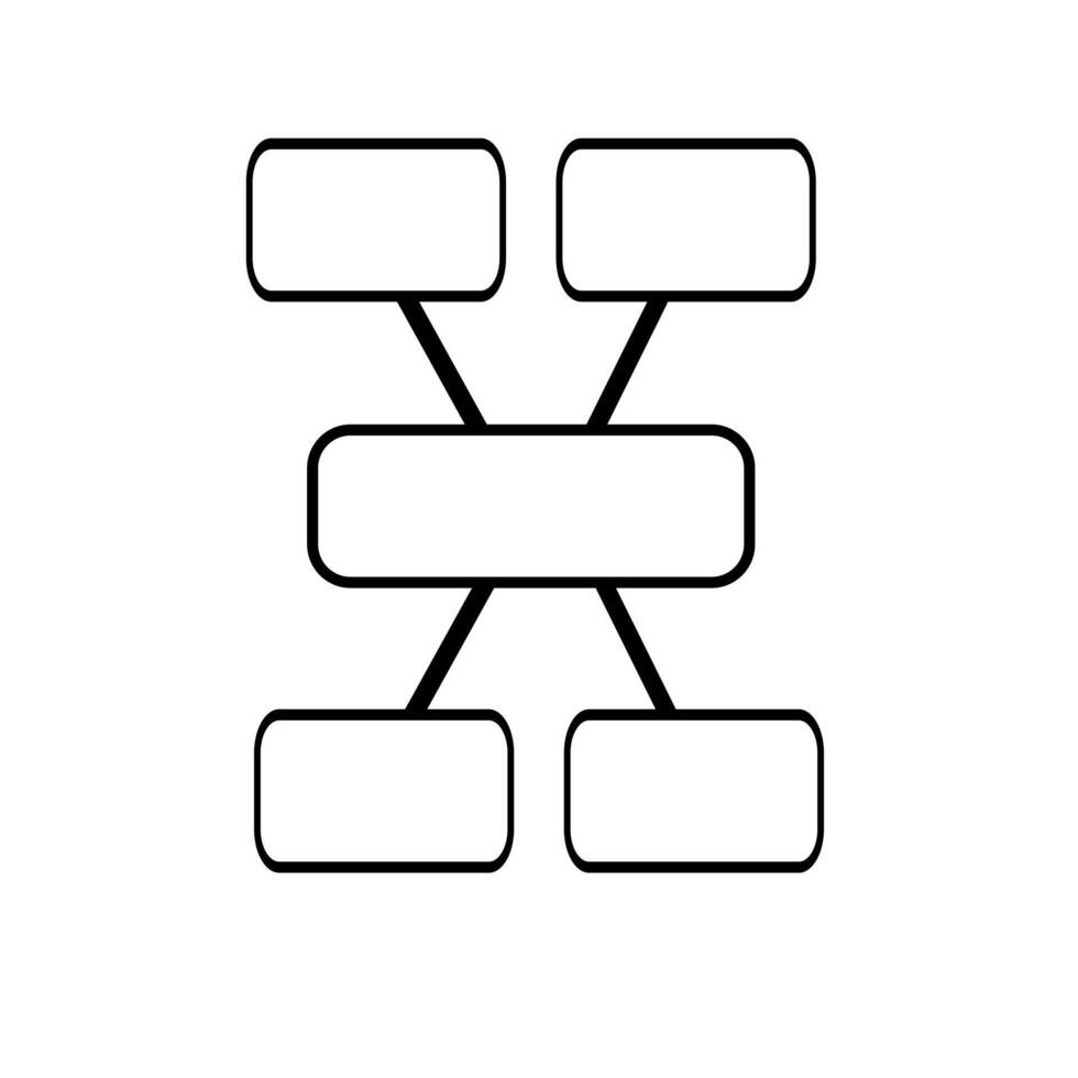 Abstract Xshaped illustration with four rectangular placeholders, perfect for flowcharts, diagrams, or presentations. vector