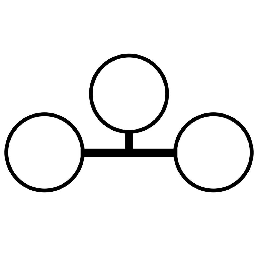 Abstract illustration of three interconnected circles, symbolizing connection, network, or teamwork, with a minimalist bold black line style. vector