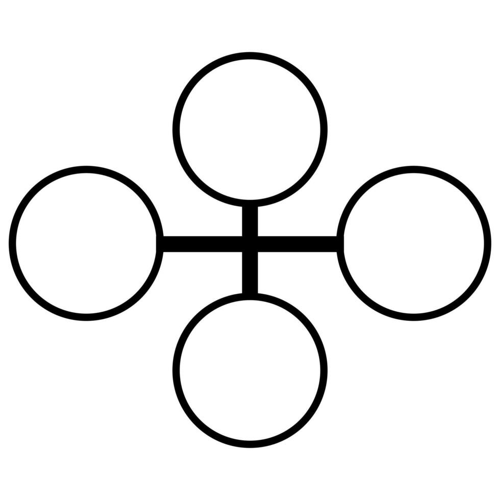 Abstract illustration of four interconnected circles forming a unique geometric pattern, ideal for design projects needing a minimalist and symbolic representation. vector