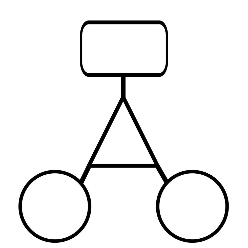 Abstract illustration of a minimalistic geometric structure with a rectangular top and two circular bases, forming a unique and simple design. vector