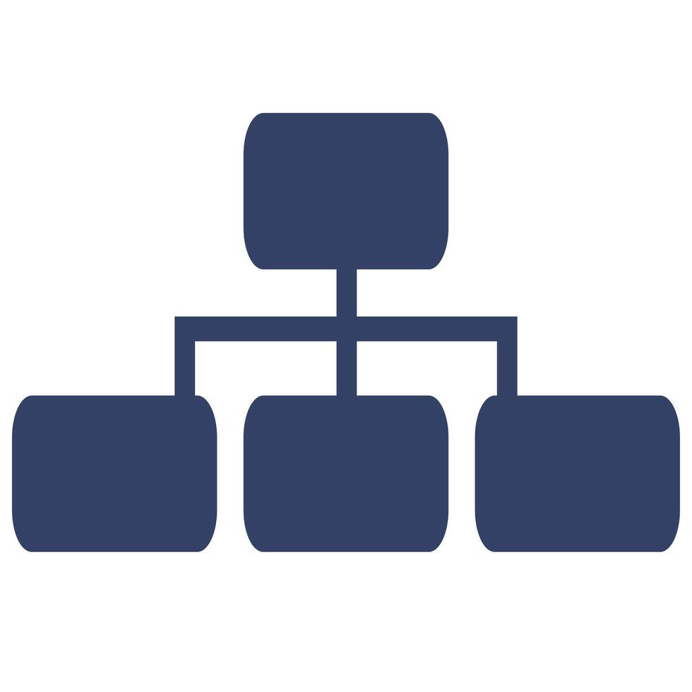 Abstract illustration of a hierarchical structure represented by interconnected rectangular shapes in a dark blue color palette, symbolizing a network or organizational chart. vector