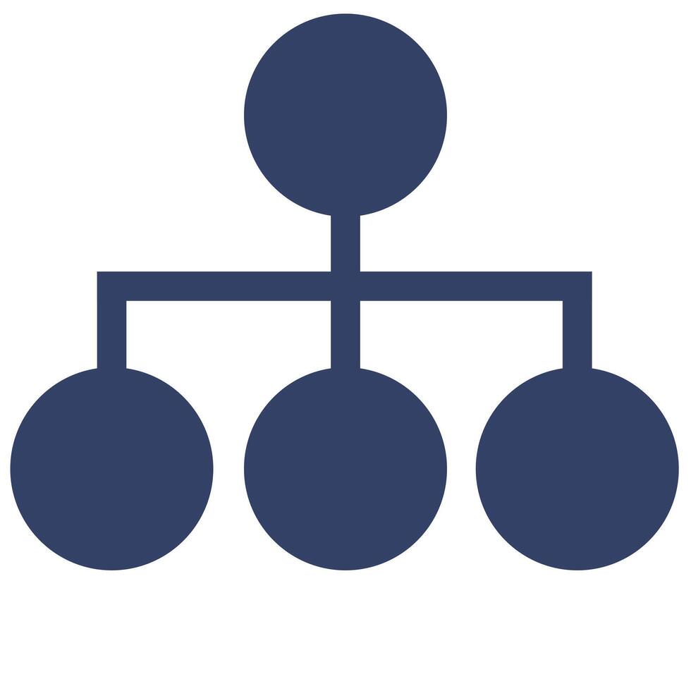 Abstract illustration of a hierarchical structure represented by interconnected circles in a dark blue color scheme, suitable for organizational charts or network diagrams. vector